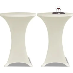 2 x Tischhusse für Stehtisch Stretchhusse Ø60 cm cremefarben