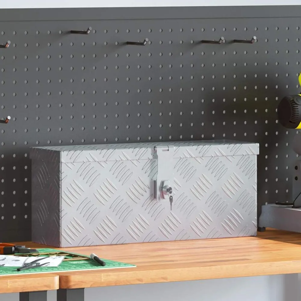vidaXL Aluminiumkiste 48,5 x 14 x 20 cm n Silber Hot