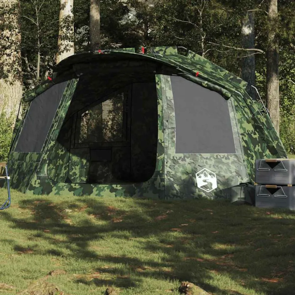 vidaXL Angelzelt 5 Personen Tarnmuster Wasserdicht