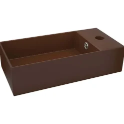 vidaXL Badezimmer-Waschbecken mit Überlauf Keramik Dunkelbraun