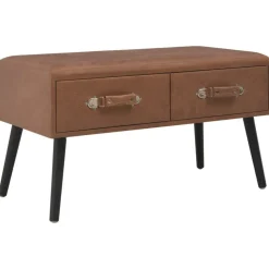 vidaXL Bank mit Schubladen 80 cm Dunkelbraun Kunstleder
