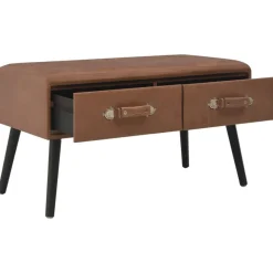 vidaXL Bank mit Schubladen 80 cm Dunkelbraun Kunstleder