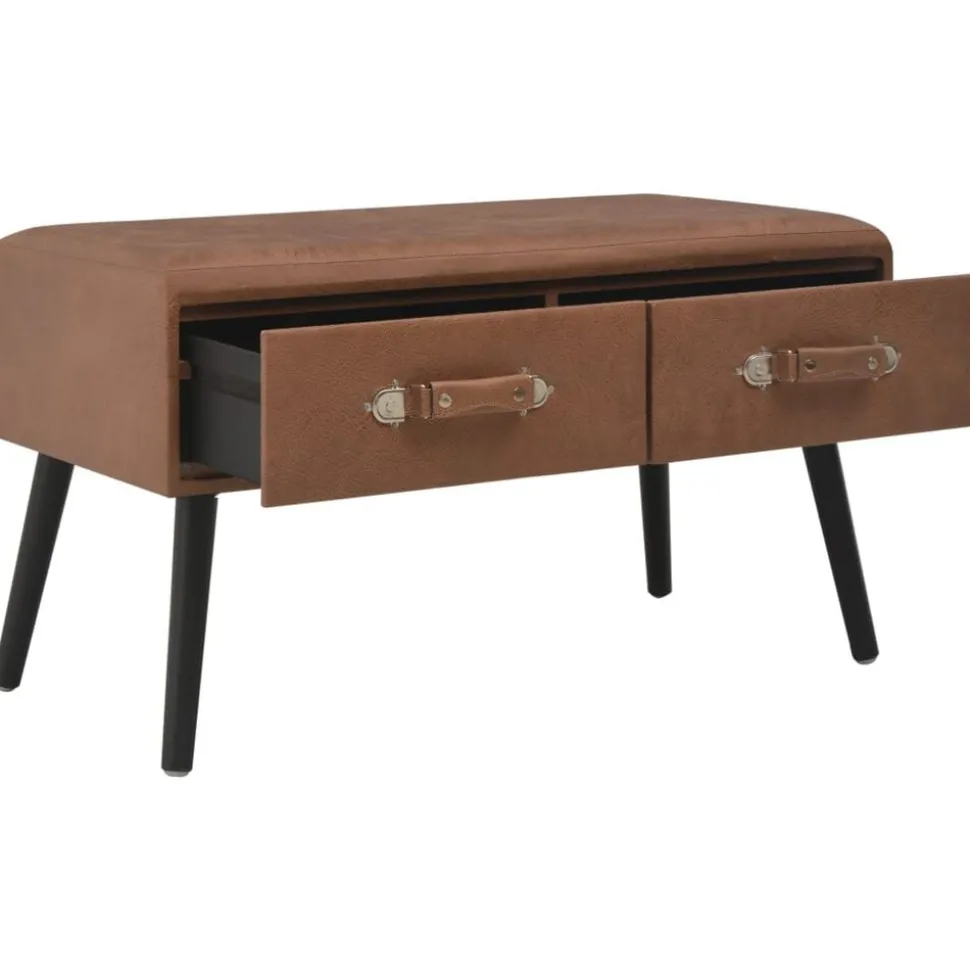 vidaXL Bank mit Schubladen 80 cm Dunkelbraun Kunstleder