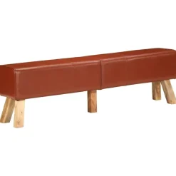 vidaXL Bank Turnbock-Design Braun 160 cm Echtleder Dunkelbraun Sale