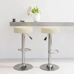 vidaXL Barhocker 2 Stk. Creme Stoff