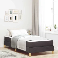 vidaXL Boxspringbett mit Matratze 80 x 200 cm Stoff Dunkelbraun Clearance