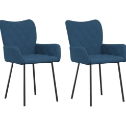 vidaXL Esszimmerstühle 2 Stk. Blau Stoff