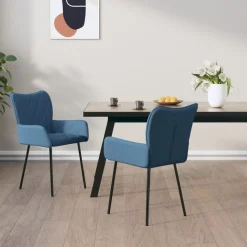 vidaXL Esszimmerstühle 2 Stk. Blau Stoff