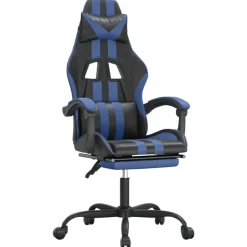 vidaXL Gaming-Stuhl mit Fußstütze Schwarz und Blau Kunstleder
