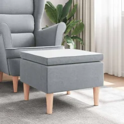 vidaXL Hocker mit Holzbeinen Hellgrau Stoff