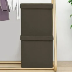 vidaXL Hocker mit Stauraum 2 Stk. Dunkelbraun Leinenoptik
