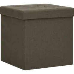 vidaXL Hocker mit Stauraum 2 Stk. Dunkelbraun Leinenoptik