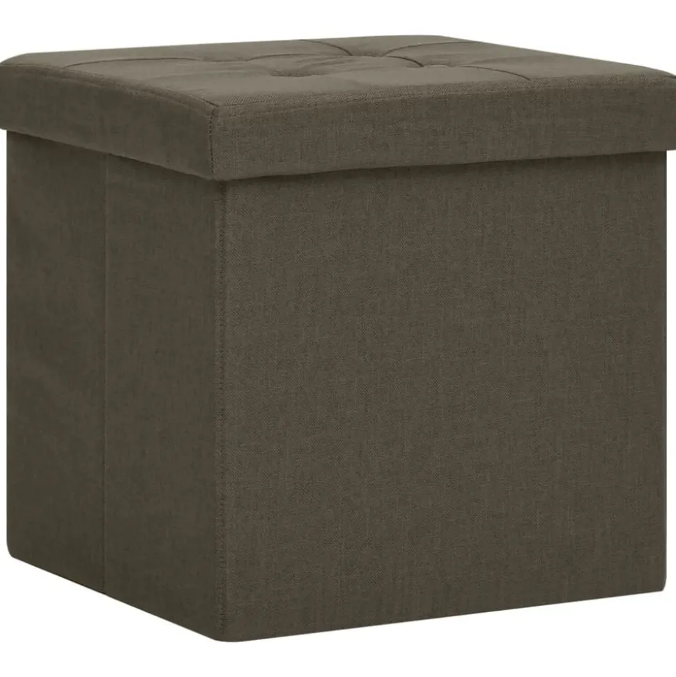 vidaXL Hocker mit Stauraum 2 Stk. Dunkelbraun Leinenoptik
