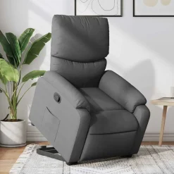 vidaXL Relaxsessel mit Aufstehhilfe Dunkelgrau Stoff