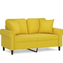 vidaXL 2-Sitzer-Sofa mit Zierkissen 120 cm Samt Gelb Clearance