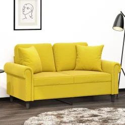 vidaXL 2-Sitzer-Sofa mit Zierkissen 120 cm Samt Gelb Clearance