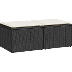 vidaXL 2-tlg. Garten-Sofagarnitur mit Kissen Schwarz Poly Rattan
