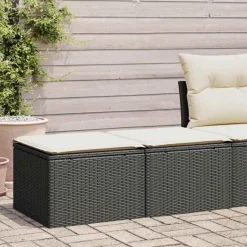 vidaXL 2-tlg. Garten-Sofagarnitur mit Kissen Schwarz Poly Rattan
