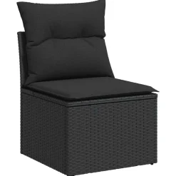 vidaXL 4-tlg. Garten-Sofagarnitur mit Kissen Schwarz Poly Rattan