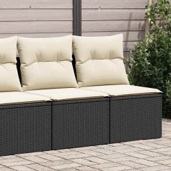 vidaXL 2-tlg. Garten-Sofagarnitur mit Kissen Schwarz Poly Rattan Schwarz und Creme Outlet