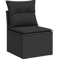 vidaXL 10-tlg. Garten-Sofagarnitur mit Kissen Poly Rattan Schwarz Clearance