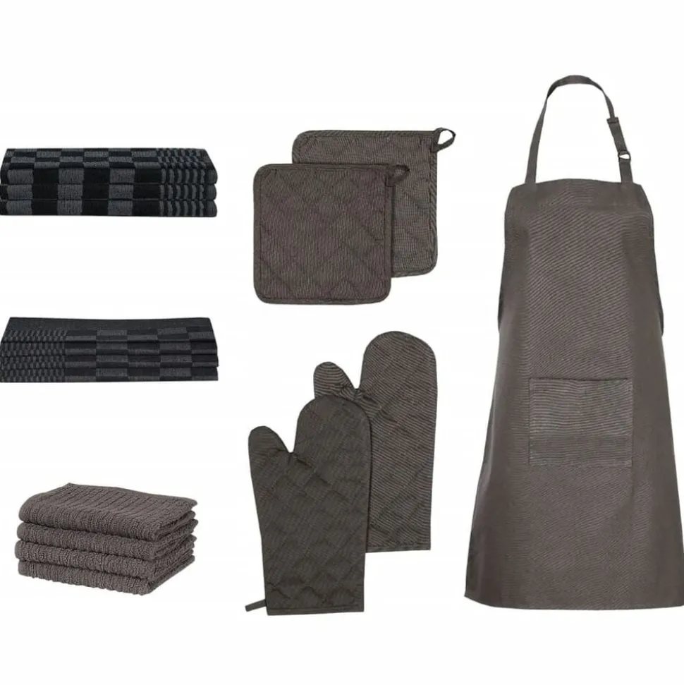 vidaXL 15-tlg. Handtuch-Set Ofenhandschuhe & Topfhalter Baumwolle