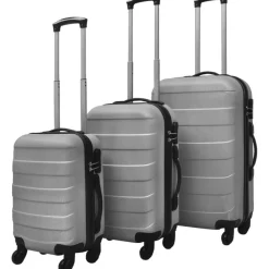 vidaXL 3-tlg. Hartschalenkoffer-Set n 45,5/55/66 cm Silber New