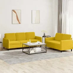 vidaXL 2-tlg. Sofagarnitur Samt Gelb Discount