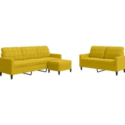 vidaXL 3-tlg. Sofagarnitur mit Kissen Gelb Samt