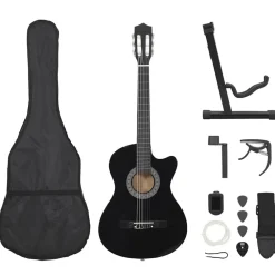 vidaXL 12-tlg Westerngitarre Set mit 6 Saiten 38" Schwarz Sale