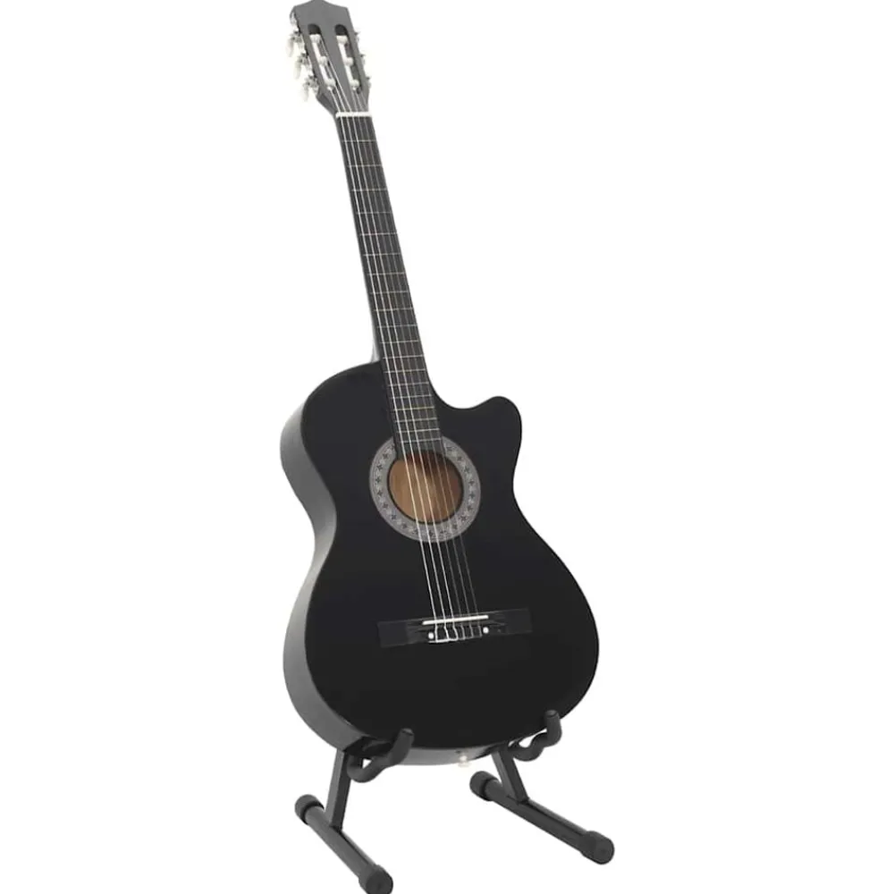 vidaXL 12-tlg Westerngitarre Set mit 6 Saiten 38" Schwarz Sale