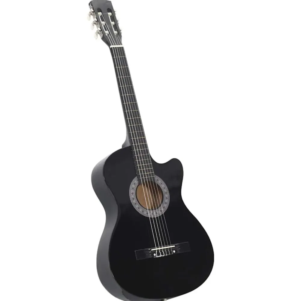 vidaXL 12-tlg Westerngitarre Set mit 6 Saiten 38" Schwarz Sale